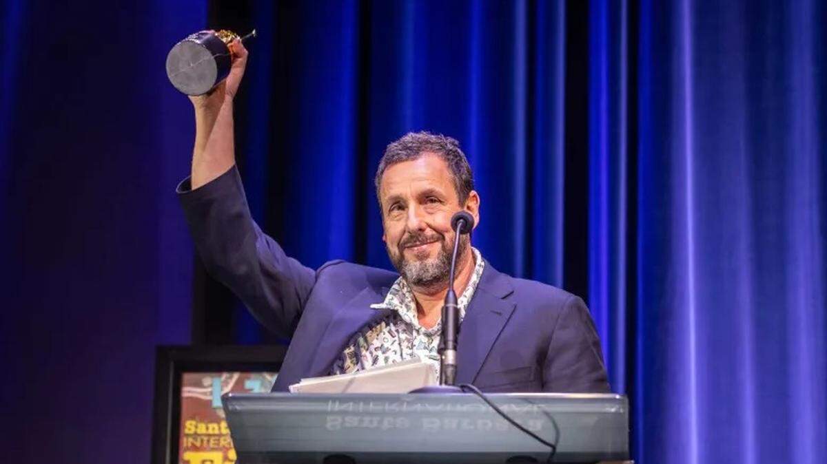 Celebrated comedic actor Adam Sandler accepts the Maltin Modern Master Award for the Santa Barbara International Film Festival Thursday night, Feb. 5, 2026.