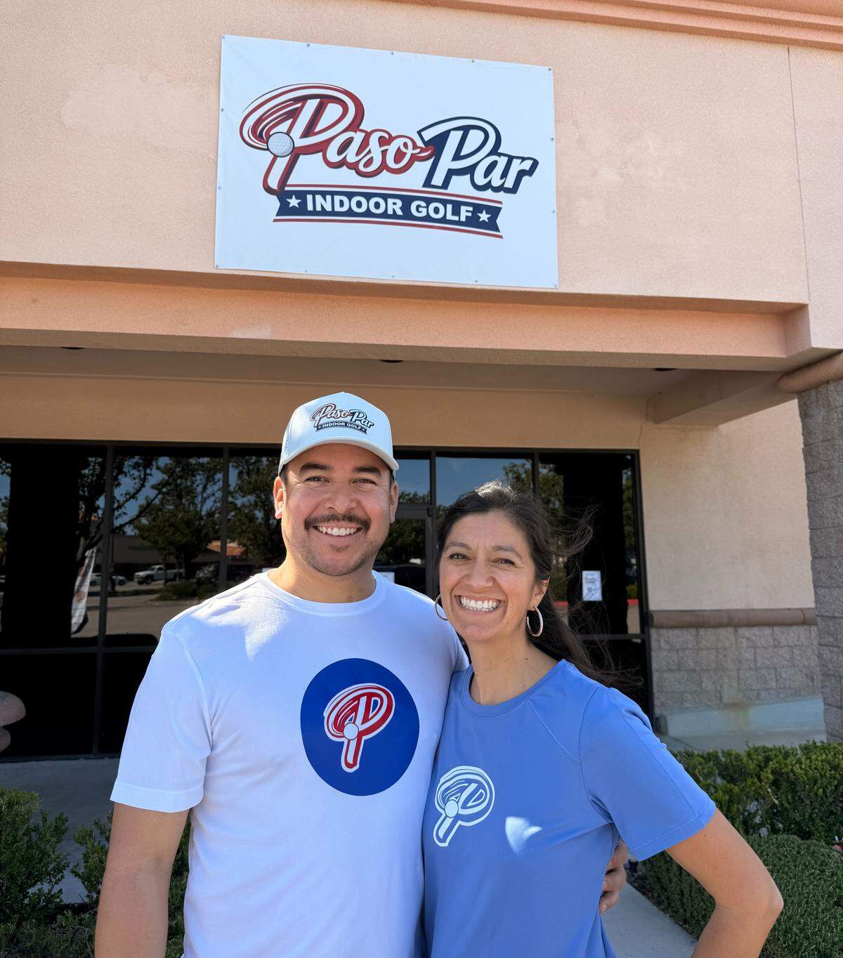 Steven, left, and Amalia Salazar opened Paso Par, North County’s first indoor golfing experience, in April 2026, fulfilling Steven’s dream of owning a business and improving his golf swing.