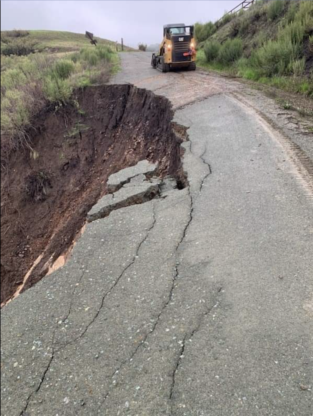 Santa Rita Road in Templeton was impassable on Jan. 16, 2023, after a section of the road collapsed.