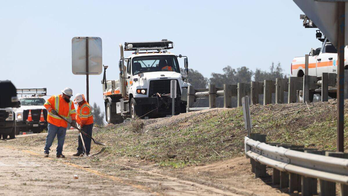The California Highway Patrol partly closed down the northbound lanes on Highway 101 near the Willow Road off-ramp to fill a sinkhole.