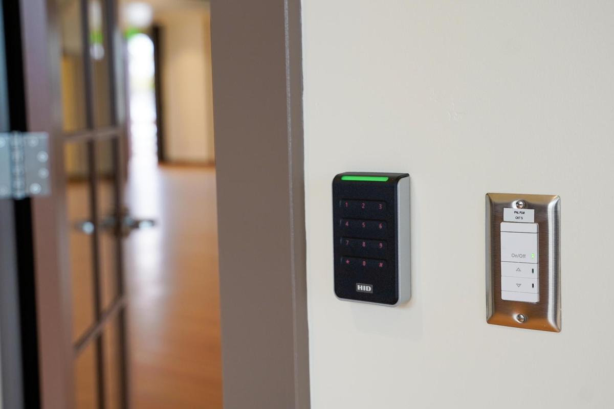 A new room lock installed at Cayucos Landing allows rooms to be locked off from each other, allowing the event space to host multiple events concurrently, pictured here Wednesday, July 16, 2025. Cayucos Landing will reopen to the public for the first time Sept. 19-21 for Cayucos’ 150th birthday.