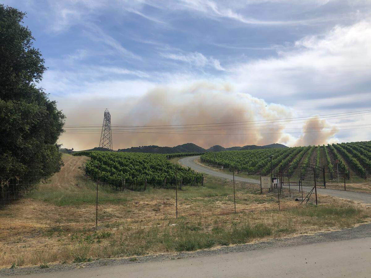 Smoke fills the skies above Price Canyon Road in San Luis Obispo on Monday, June 15, 2020.