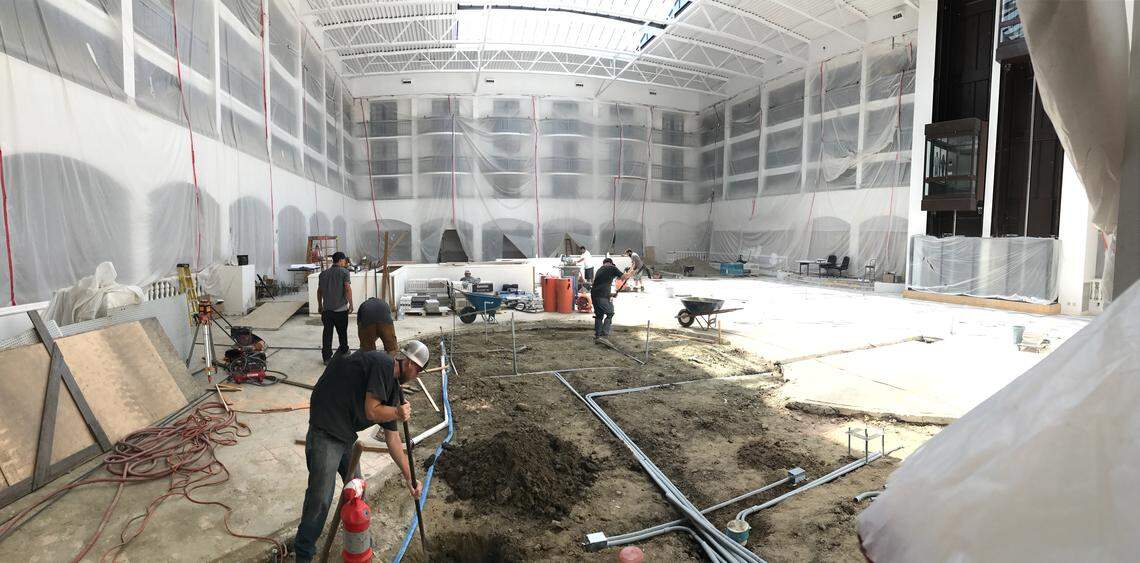 Embassy Suites remodeled its atrium by going all the way down to the dirt.