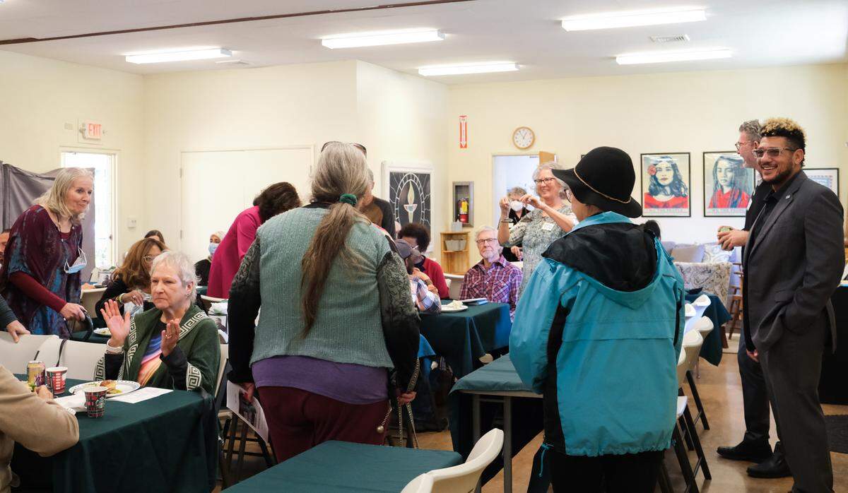 More than 140 people gathered at Unitarian Universalist Church in San Luis Obispo on Jan. 15, 2024, to celebrate the life and legacy of Dr. Martin Luther King Jr. at an event hosted by NAACP San Luis Obispo.