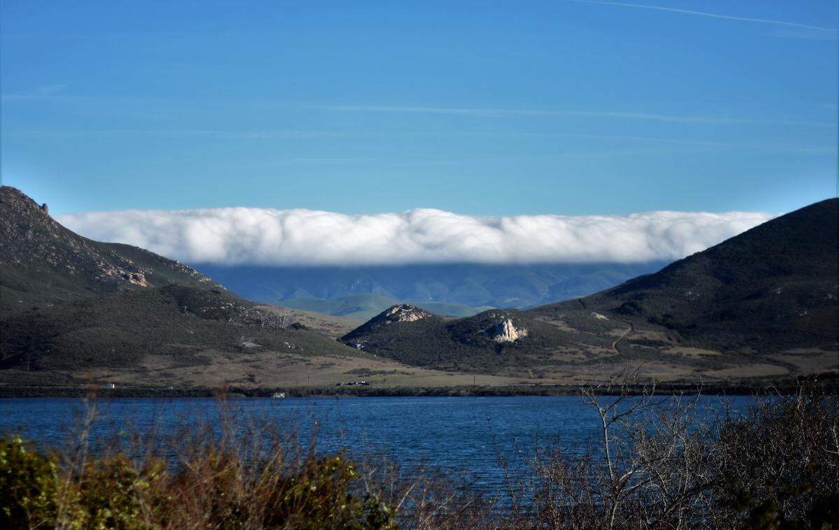 Stratus clouds forming on the windward side of the Santa Lucia Mountains.