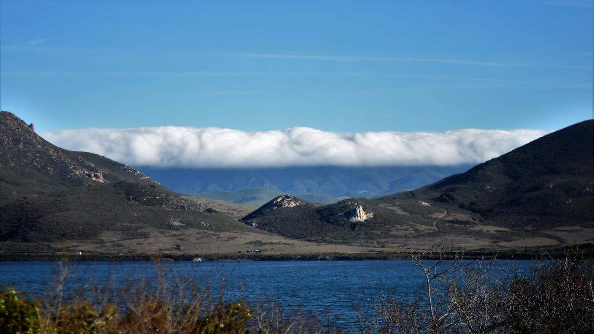 Stratus clouds forming on the windward side of the Santa Lucia Mountains.