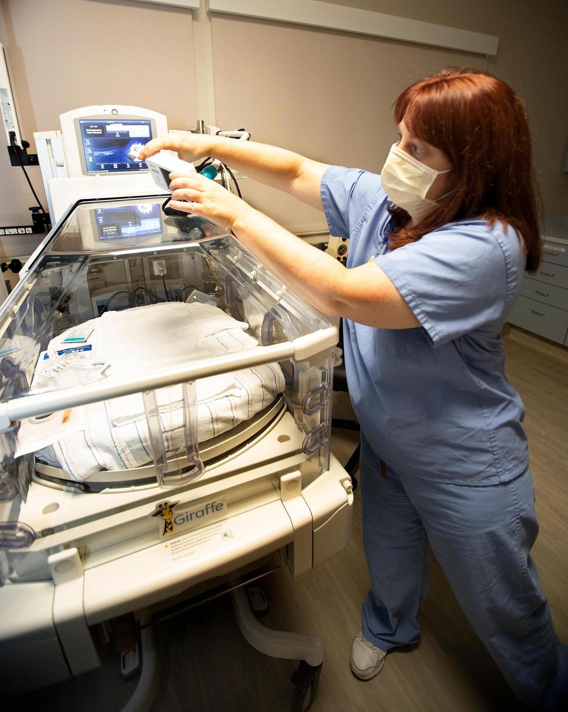Emily Hosford, Women and Children’s Services manager at Sierra Vista Regional Medical Center, explains how the NicView live-stream camera works at the hospital’s Neonatal Intensive Care Unit.