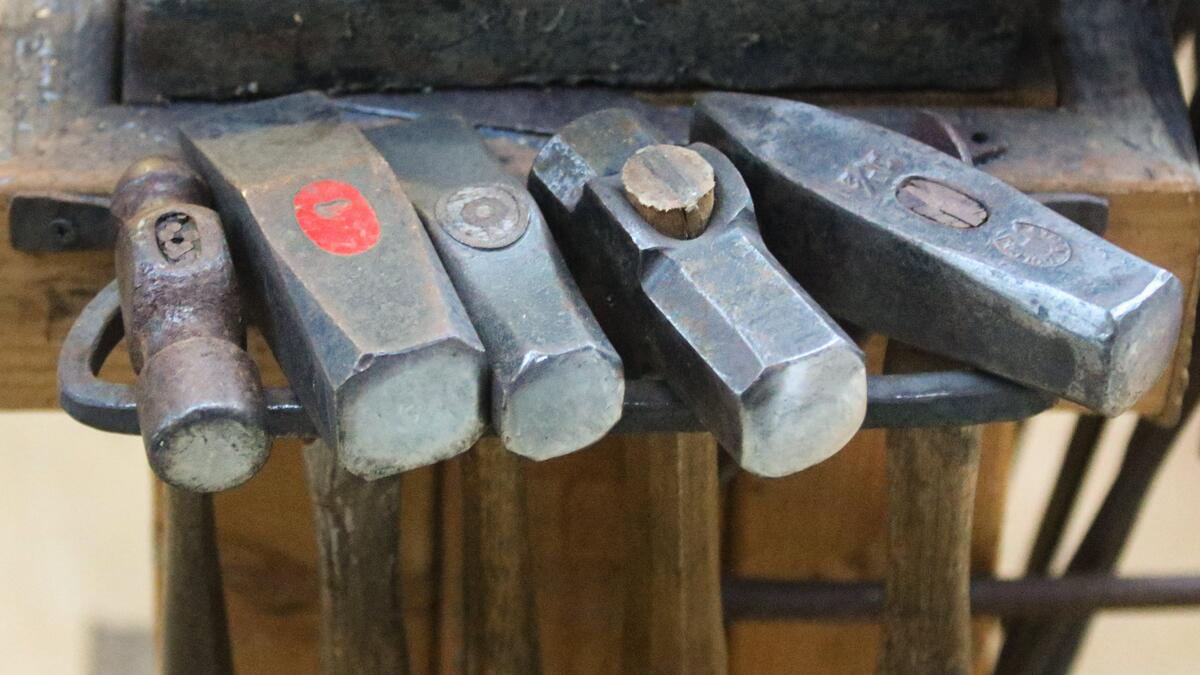 Bladesmith and Nipomo resident Cameron Alarcio uses a variety of hammers to shape metal into knives. He is appearing on History Channel show “Forged In Fire” on Wednesday, Dec. 11, 2019.