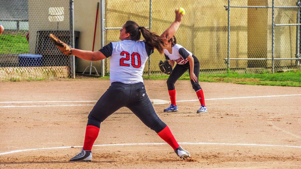 Coast Union junior Serena Valenzuela pitches against King City on Friday, March 30. King City won, 14-0.