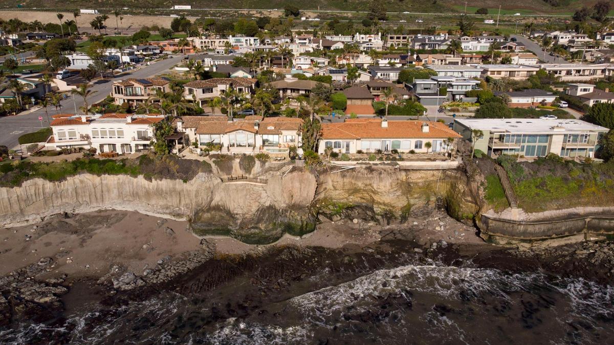 Homes along Indio Drive in Shell Beach are perched on bluffs that are eroding at different rates. 