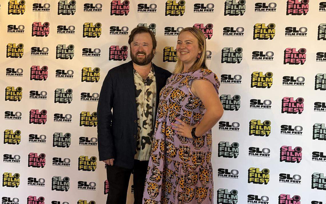 Haley Joel Osment and Skye McLennan, executive director of the San Luis Obispo International Film Festival, on Saturday, April 25.