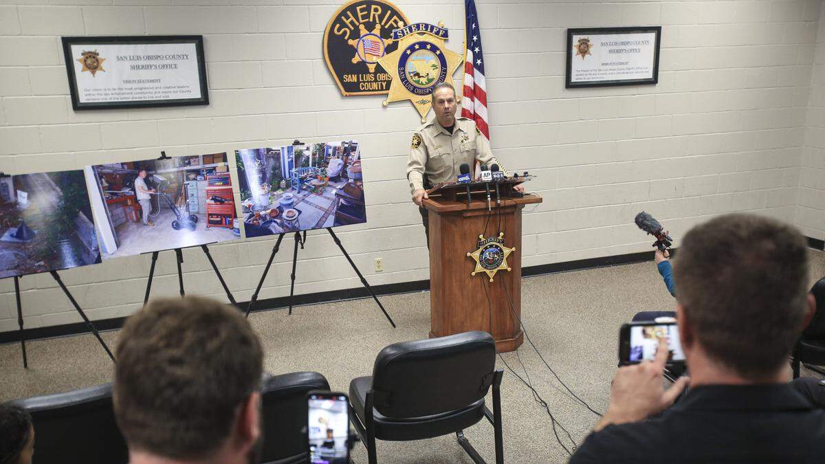 San Luis Obispo County Sheriff Ian Parkinson held a press conference to update the community on search warrant related to the murder of Kristin Smart on May 8, 2026. Authorities have searched the Arroyo Grande home and grounds of Susan Flores, mother of convicted murderer Paul Flores.