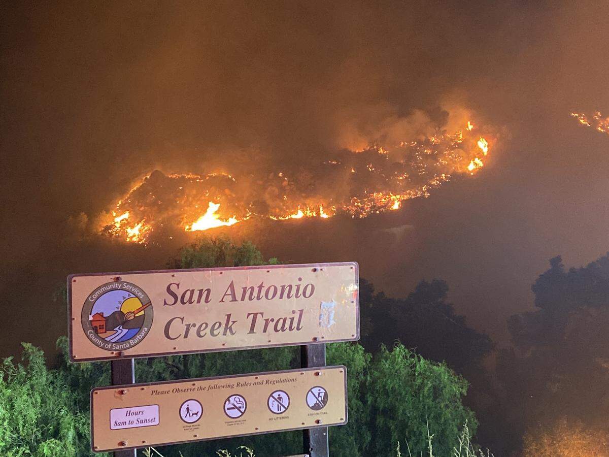 Flames on the west side of Highway 154 near San Antonio Creek Road.
