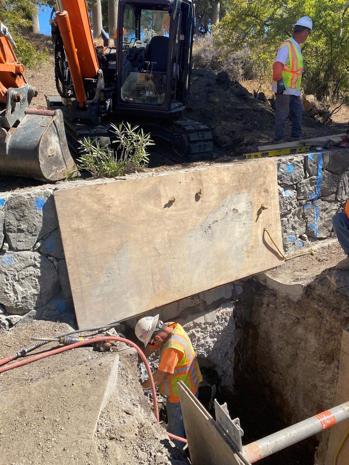 As a crew member works in late November to complete repairs on 27 damaged culverts under the historic access road leading to the Hearst Castle hilltop compound., another problem has been identified, one that likely will keep the Castle closed through the first quarter of 2022. That’s when castle officials and contractors had estimated the first job would be finished. The newly verified damage on the entire top 2.25 miles of the road will require a complete overhaul.
