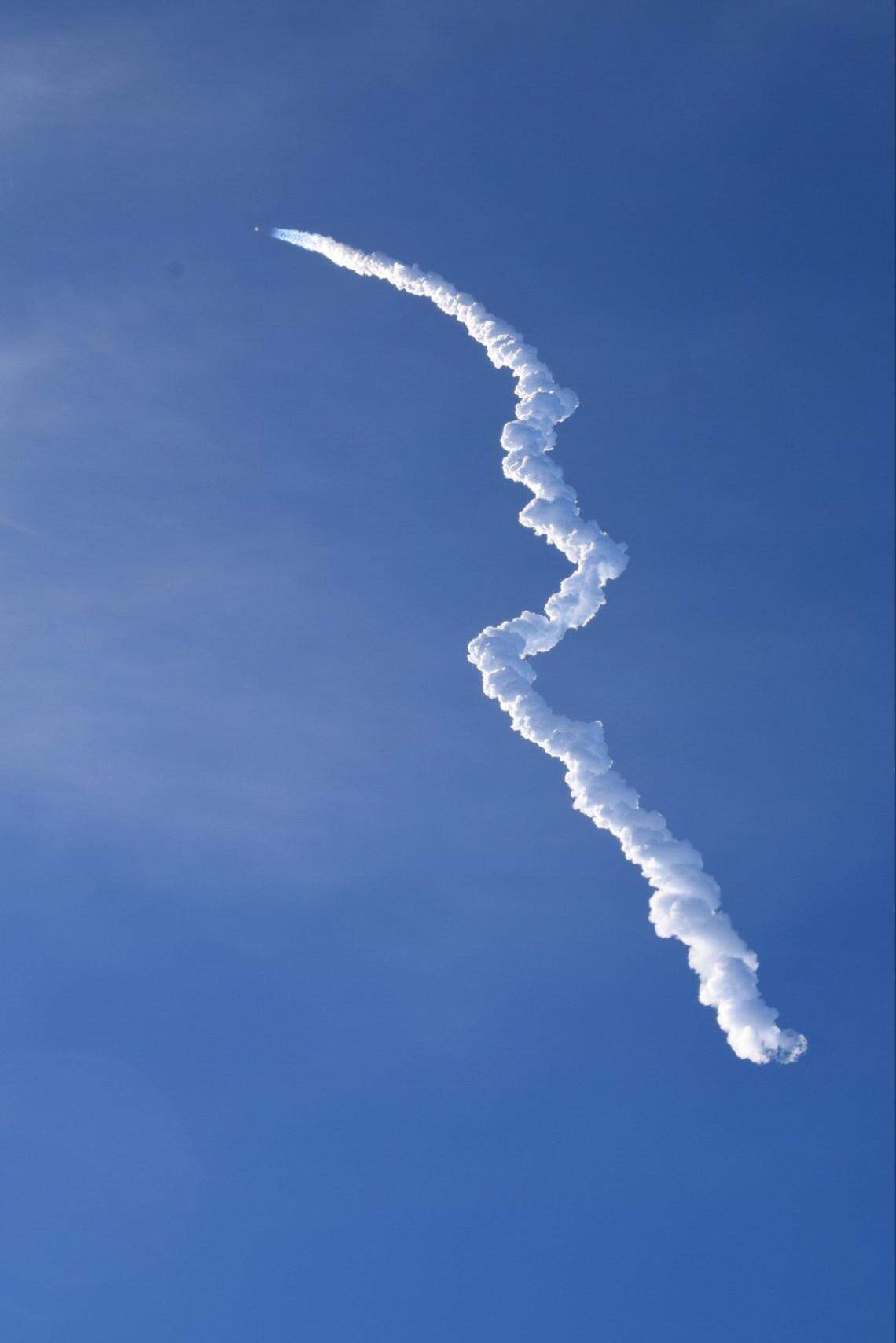 Seconds after liftoff, the Delta IV rocket could be seen from Ocean Avenue in Lompoc.