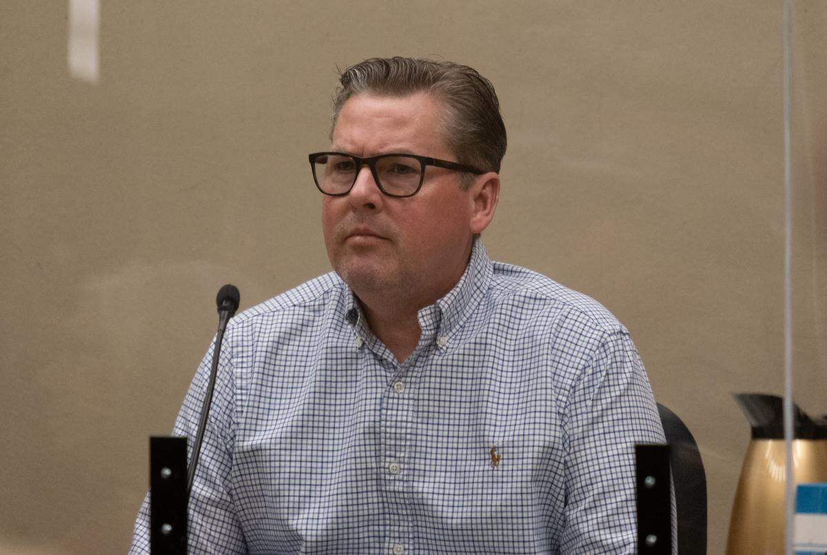 Michel Myers testifies in the murder trial against Stephen Deflaun in San Luis Obispo Superior Court on March 29, 2023. Deflaun is accused of killing two people at Morro Strand State Beach in a shooting on July 8, 2001.