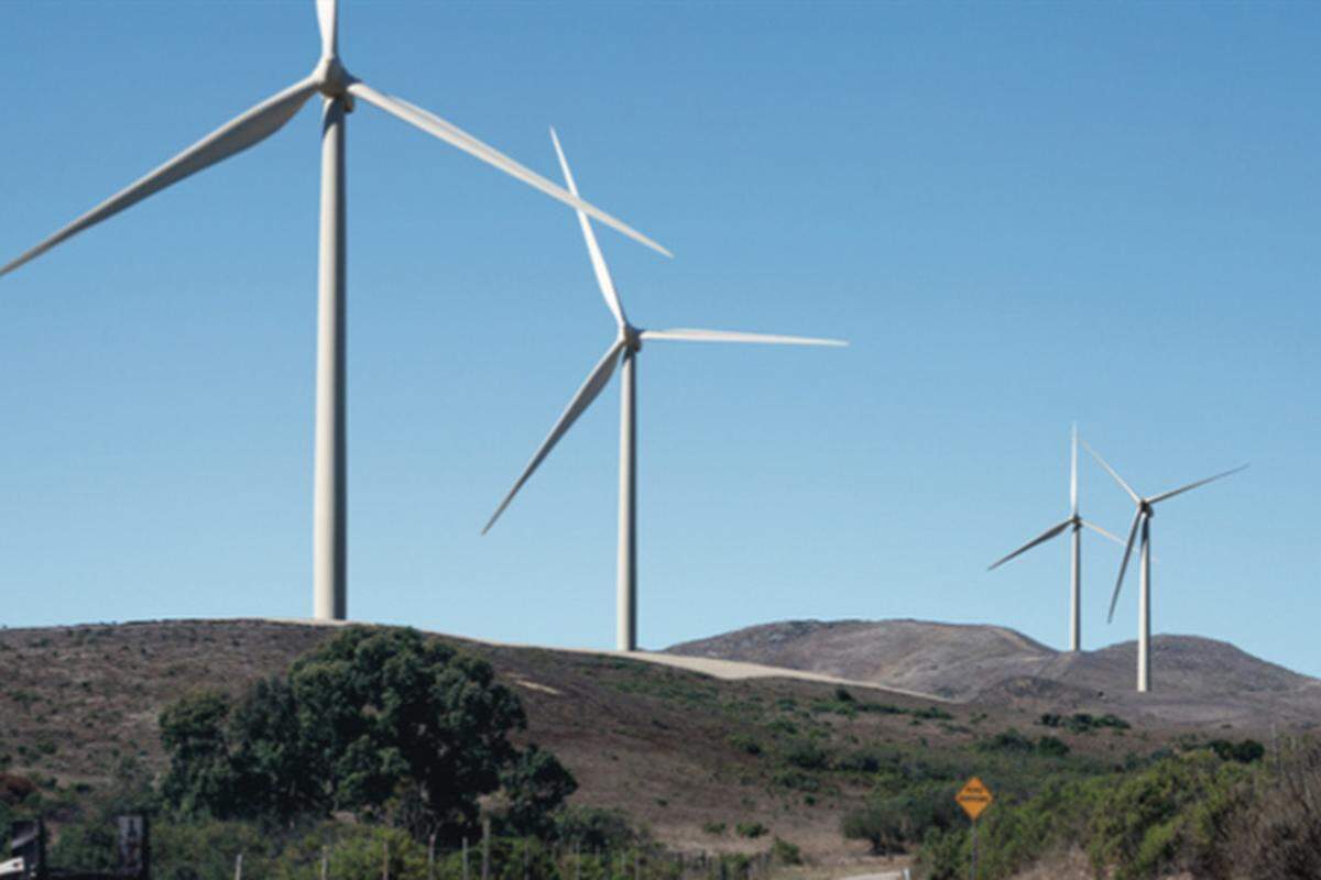An artist rendition shows what the wind mills would look like at a commercial wind farm proposed for land on a ridgeline near Lompoc.
