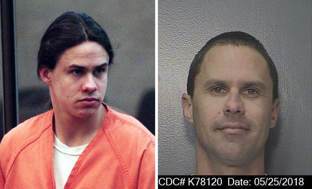 Then-17-year-old Royce Casey in seen in San Luis Obispo Superior Court in January 1997 and in a 2018 inmate photo from Valley State Prison in Chowchilla. Casey was one of three teens convicted in the premeditated slaying of 15-year-old Elyse Pahler. Casey was granted parole by a California parole board in March 2021 after spending nearly 24 years in prison. His parole was blocked by the governor, whose decision was ultimately upheld by the California Court of Appeal.