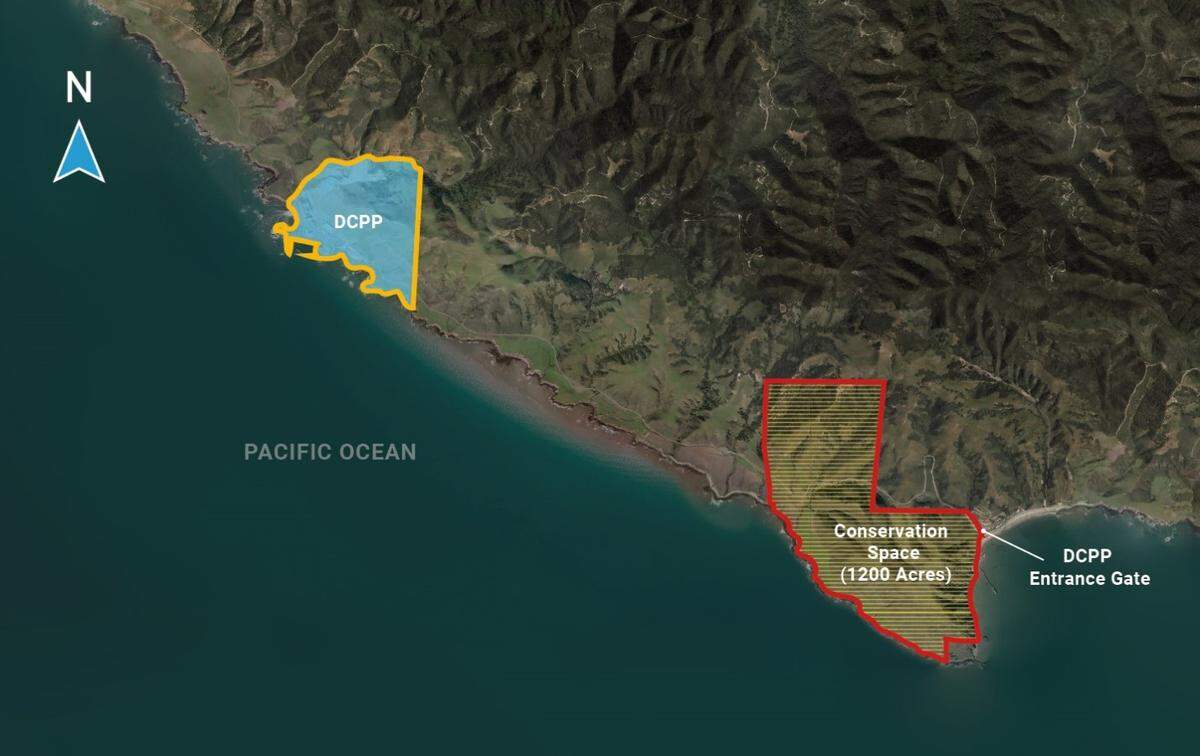 This map shows where the 1,200 acres of land were conserved by PG&E. It’s located around the Point San Luis Lighthouse, north of Avila Beach and south of the Diablo Canyon nuclear power plant.