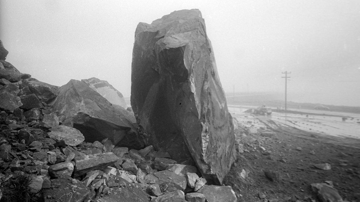 About 5,000 tons of Morro Rock came tumbling down Feb. 22, 1968, on the southeast side of the Historical landmark. Three chunks about the size of large rooms fell from 150 to 200 feet, along with several small pieces. The site was once a rock quarry.
