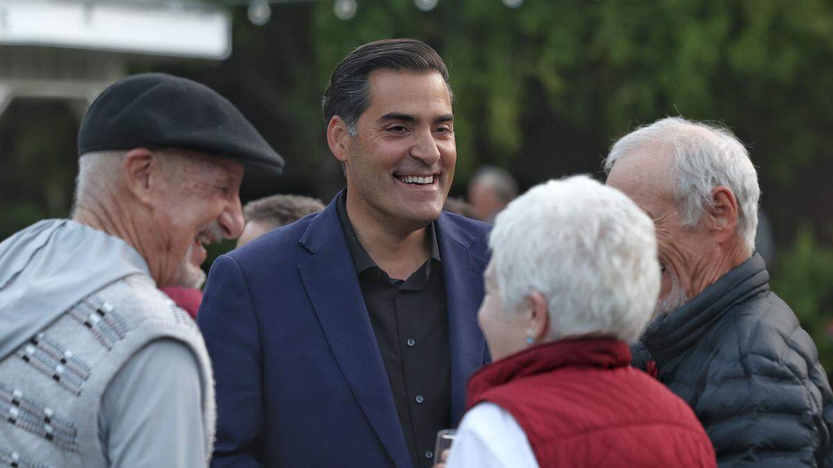 San Luis Obispo County supervisor Jimmy Paulding speaks to supporters at a primary night party at Heritage House in Arroyo Grande on June 2, 2026.