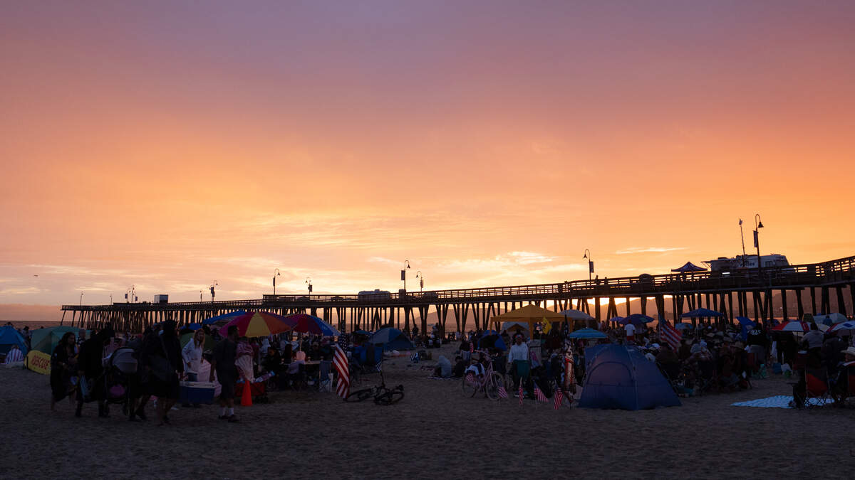 Thousands of visitors flocked to Pismo Beach for Fourth of July celebrations and fireworks the evening of July 4, 2026.