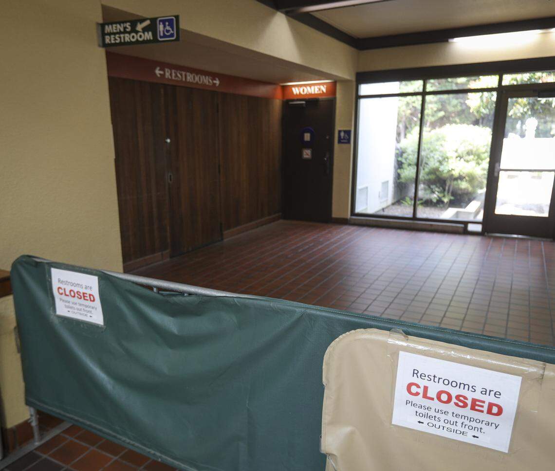 Flush toilets are closed and portable toilets are in use on April 9, 2026 at the Hearst Castle Visitor's Center while work is done to upgrade century old pipes and tank that deliver water to both the visitor's center and the Castle. The tour experience is unchanged, pools are full, all tours open.