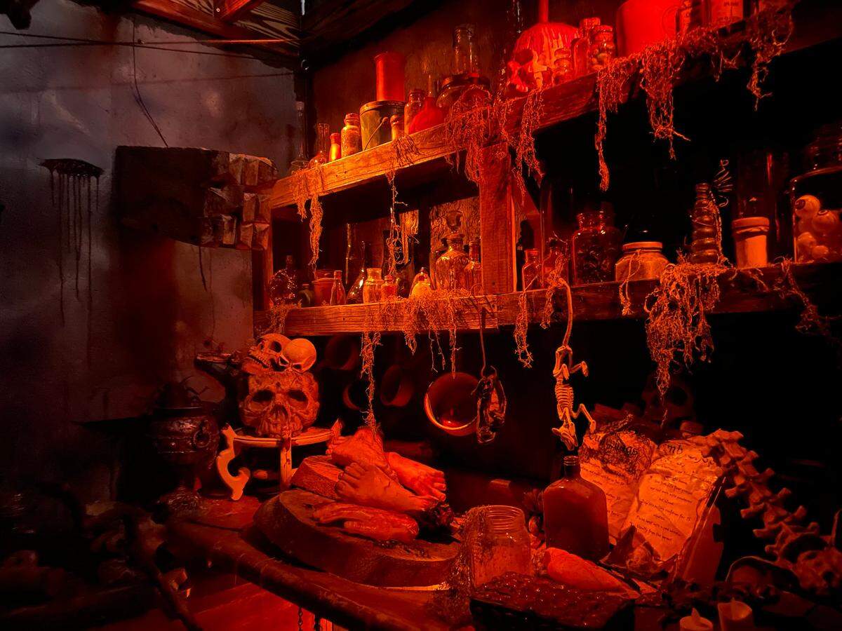 Rooms at The Haunt are designed by a number of volunteers or community members, like this Hansel and Gretel-themed room which features items from a Santa Lucia woman who had previously decorated haunted houses.
