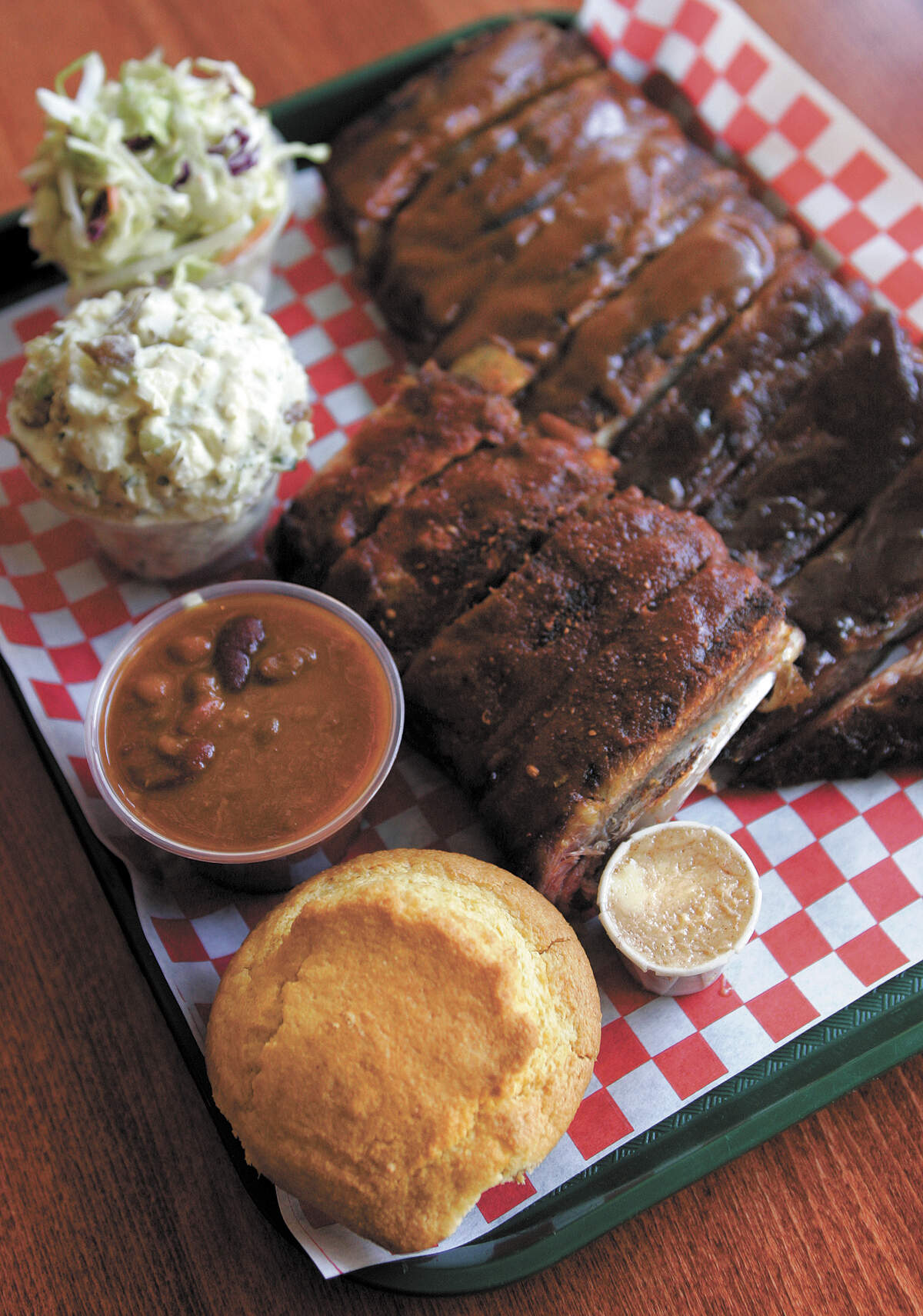 A barbecue plate at Mo’s Smokehouse BBQ in San Luis Obispo.
