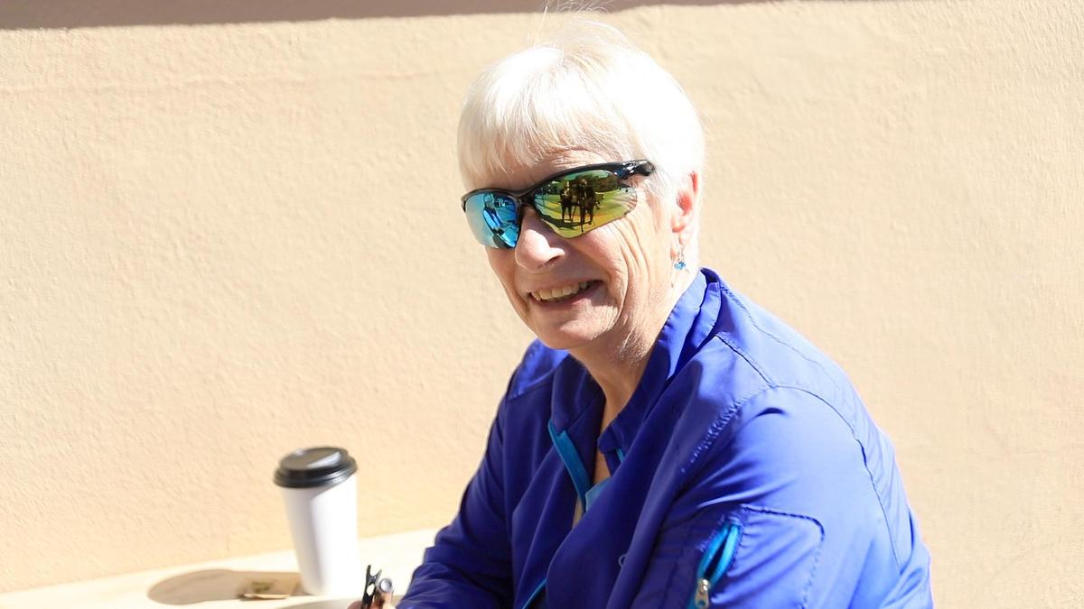 Gitta Westra was in front of Scout Coffee with Sicco Westra on Wednesday, as the SLO County mask mandate was lifted.