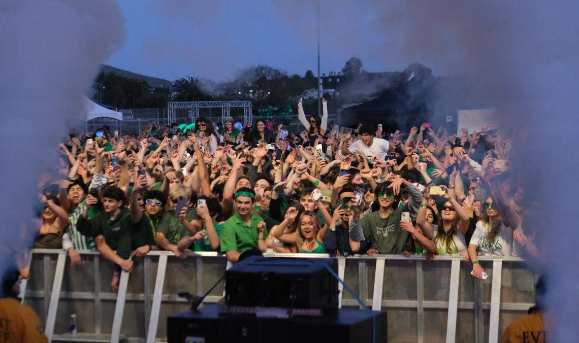 Cal Poly students enjoy watching Galantis performs at Cal Poly’s “Morning on the Green” music festival on March, 15, 2025. The festival was sponsored by the university to give students a safer option instead of partying in the streets on St. Fratty’s Day.