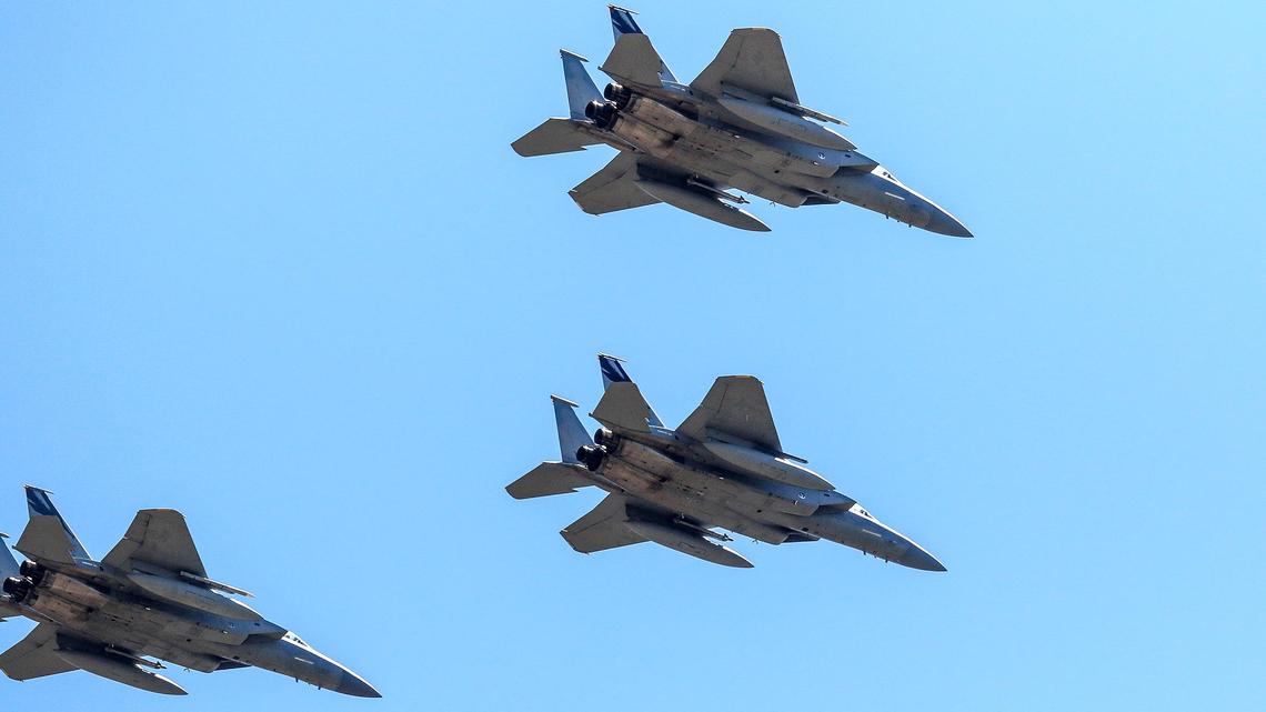 Fighter jets with the California Air National Guard fly directly over Terrace Hill in San Luis Obispo in May 2020. Military combat jets recently roared over parts of San Luis Obispo County.