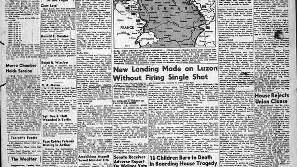 Telegram-Tribune reported on a spectacular crash in Santa Maria, one of five recent crashes from the flight training base.