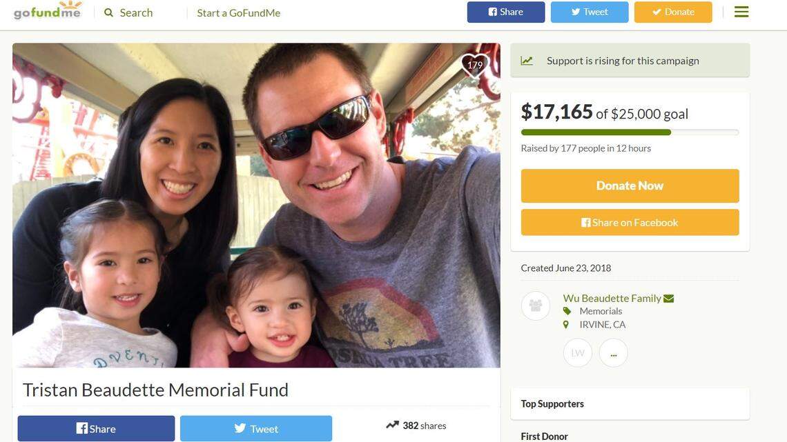 Tristan Beaudette, right, was killed early Friday morning in Malibu Creek State Park. Police believe he was shot inside his tent while young daughters were present.