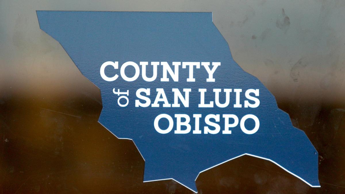 Variations on the San Luis Obispo County Logo, seal and emblem. The current emblem is a simplified blue shape of the county.