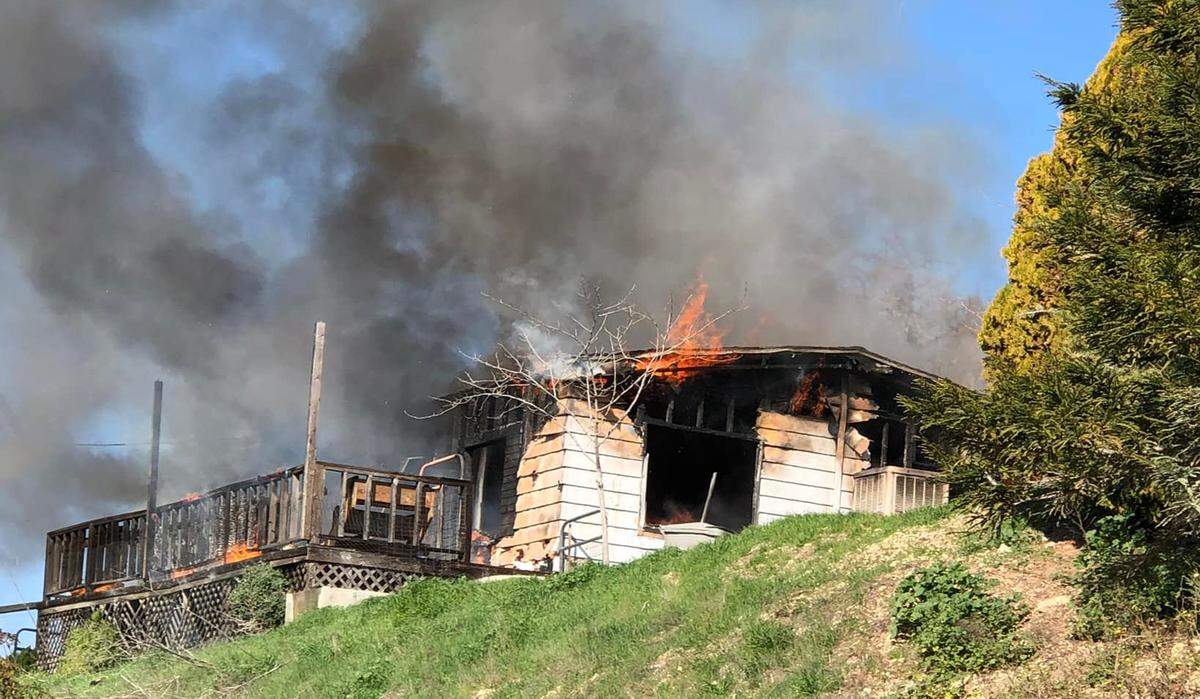 A mobile home was destroyed by a fire January 25, 2022 near Atascadero. The cause is being investigated.