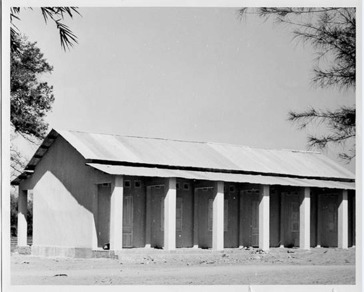 The Bo De (Buddhist) School in the Vietnamese village of Hoa An prior to being damaged during the Tet Offensive of 1968.