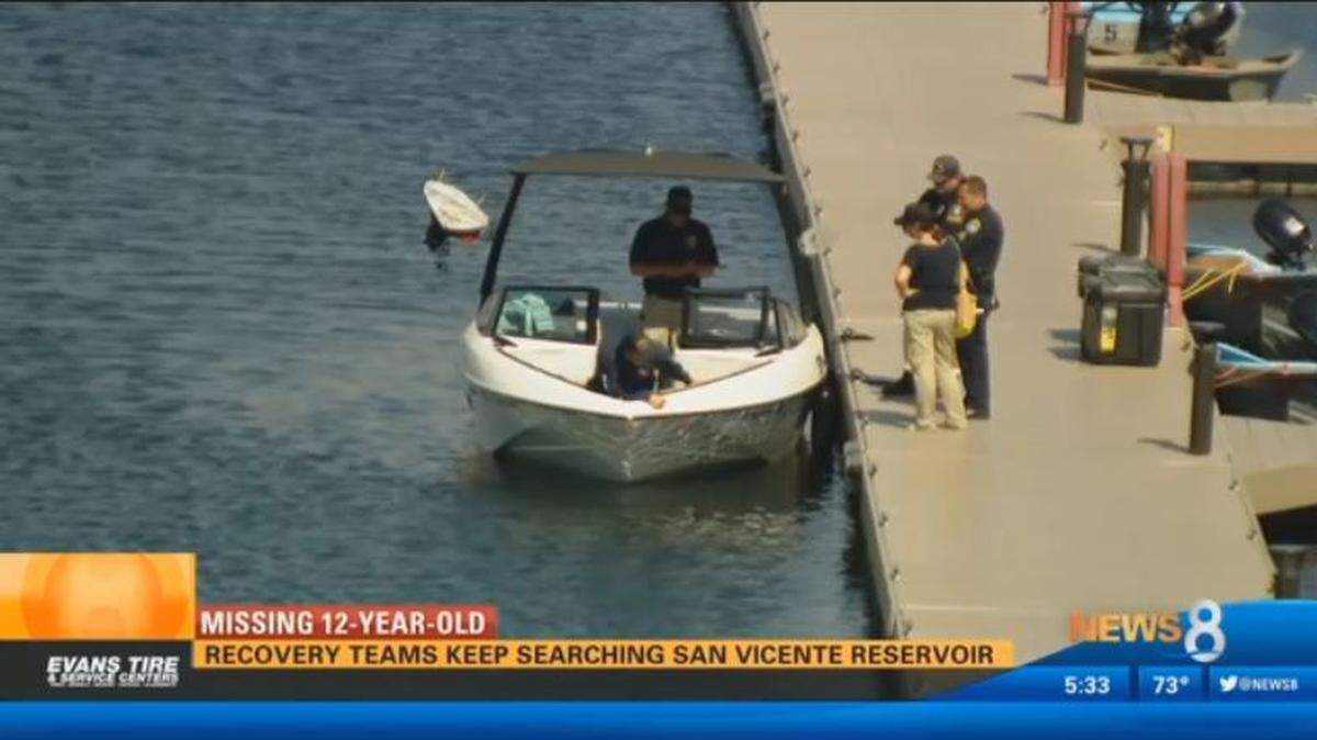 Authorities have been searching San Vicente Reservoir in San Diego since Saturday, when a 12-year-old girl fell over the side of a boat.