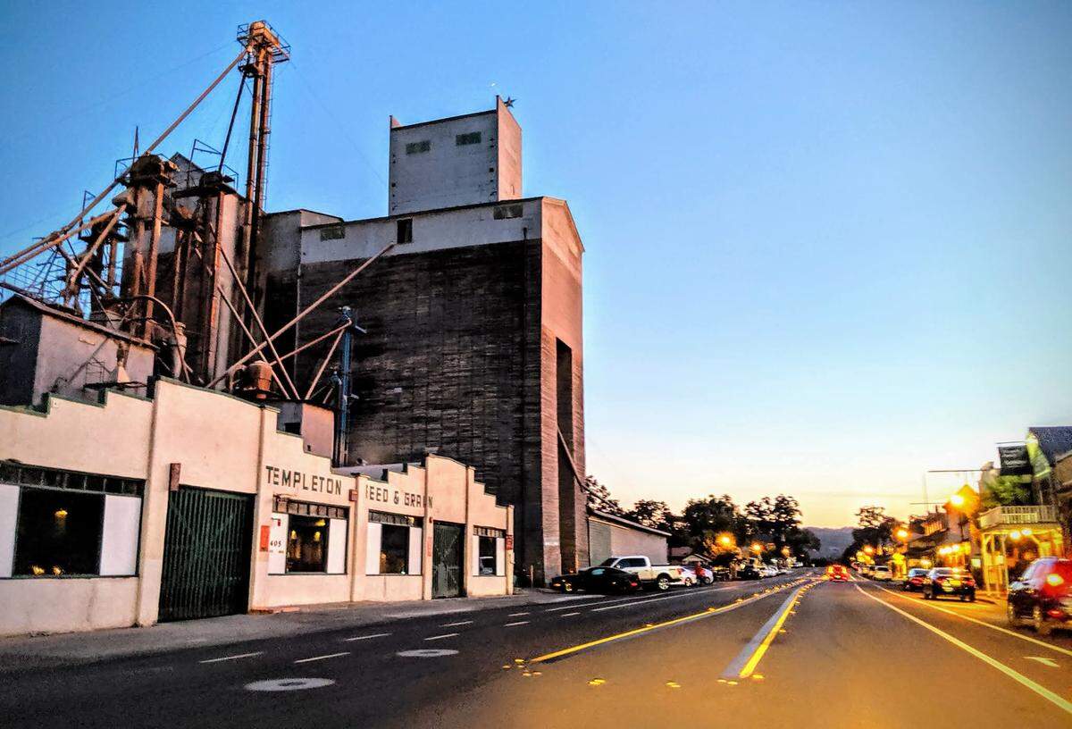 Templeton Feed & Grain is shown along South Main Street in Templeton before the historic business was destroyed in a July 2025 fire. Owners say rebuilding plans are continuing following a community fundraising effort that raised $455,000.