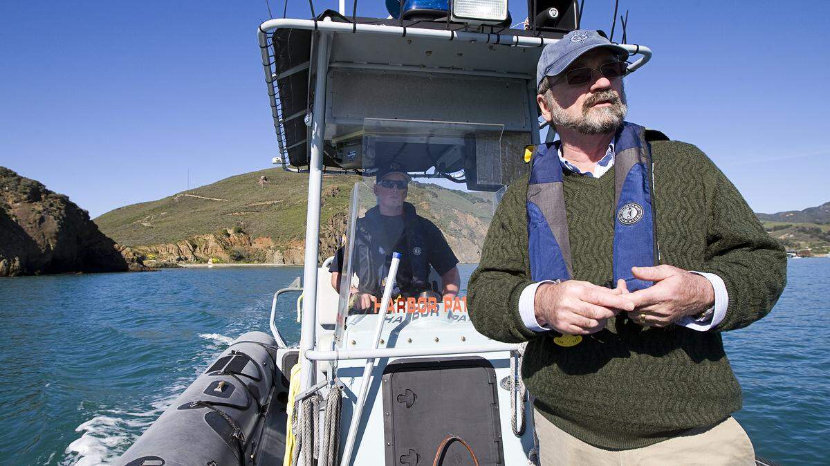Port San Luis Harbor District harbor manager Steve McGrath, right, and Harbor Patrol officer Jake Vierra give a tour of the district.