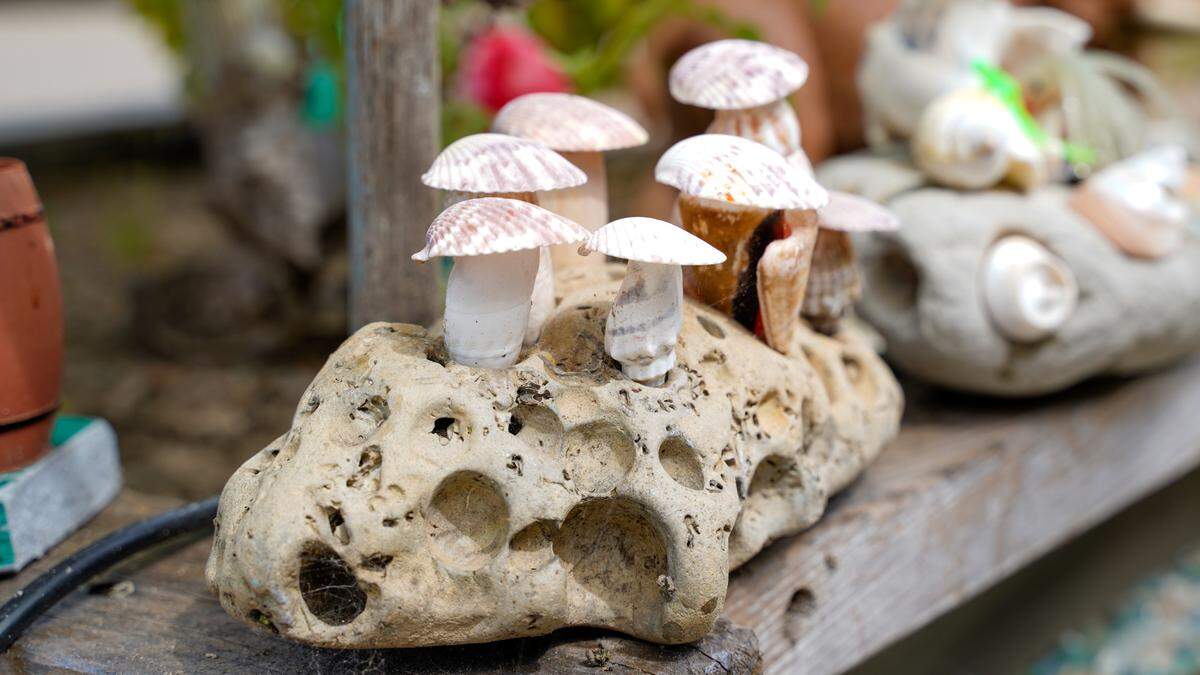 Cowboy, an unhoused Shell Beach resident, makes sculptures and collages in his free time using rocks, seashells and whatever he can get his hands on. Cowboy has been homeless for more than 25 years but said he isn’t interested in being housed.