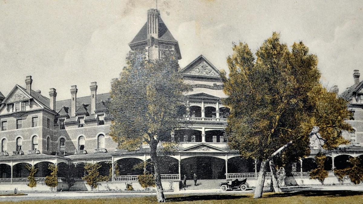 Paso Robles Inn sprang up in 1891 designed by architect Stanford White, the 125-room hotel and health spa burned down in Dec. 1940. Only the detached ballroom was spared. This is a picture postcard from the early 1900s.