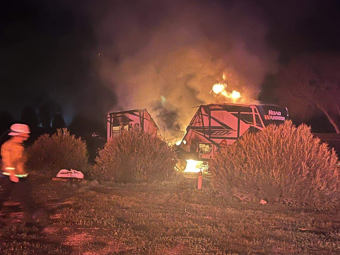 A fire destroyed an RV in Paso Robles on March 4, 2026.