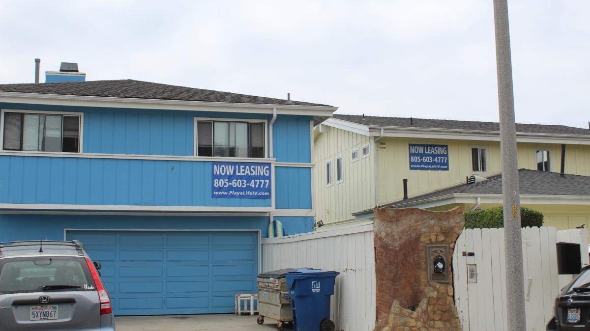 Some houses and apartments on Del Playa Drive in Isla Vista have leasing signs, but UC Santa Barbara students are struggling to find openings ahead of the fall term.
