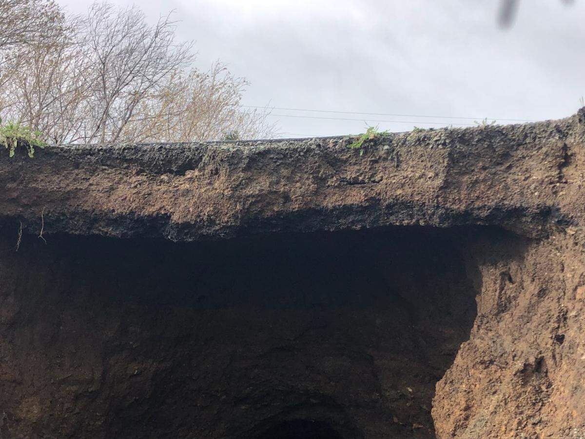 A stretch of Orcutt Road near Righetti Road south of SLO is in danger of collapsing, the California Highway Patrol said in a news release.