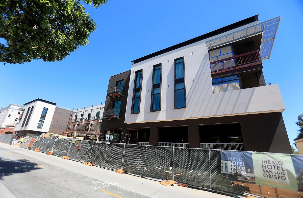 Hotel San Luis Obispo is nearing completion at 877 Palm Street. It stretches from Morro Street to the Palm Theater in the downtown core.