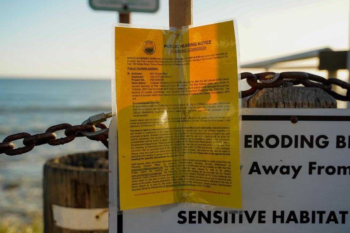 The Pismo Beach Planning Commission discussed the future of damaged beach access stairs near Margo Dodd Park at its Tuesday, Feb. 25, 2025 meeting.