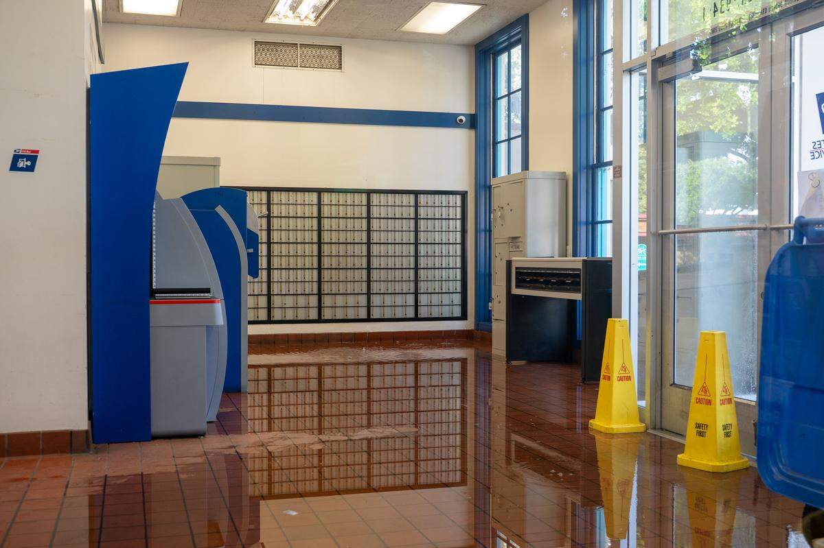 The United States Postal Service office on Marsh Street in San Luis Obispo was flooded during an atmospheric river event on Monday, Nov. 17, 2025.
