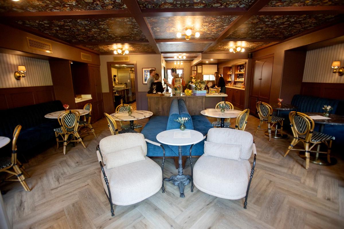 Petit Soleil, located at 1473 Monterey St., reopened under new management in mid-March. The 17-room mini hotel was bought by Good Lion Hospitality, under the leadership of husband-and-wife team Misty and Brandon Ristaino. The inside dining area and bar.