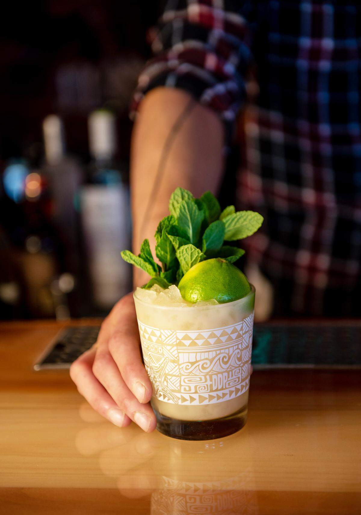 The mai tai at Cane Tiki Room is made with two different types of rum and a macadamia nut base.